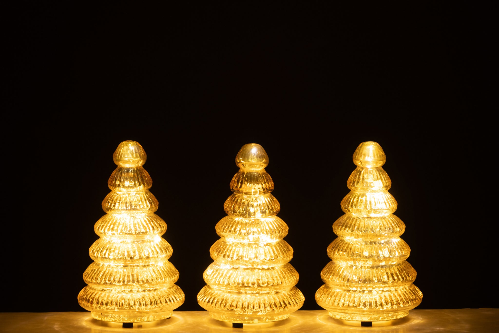 Boom Led Geribbeld Glas Goudkleurig Set van 3 J-Line