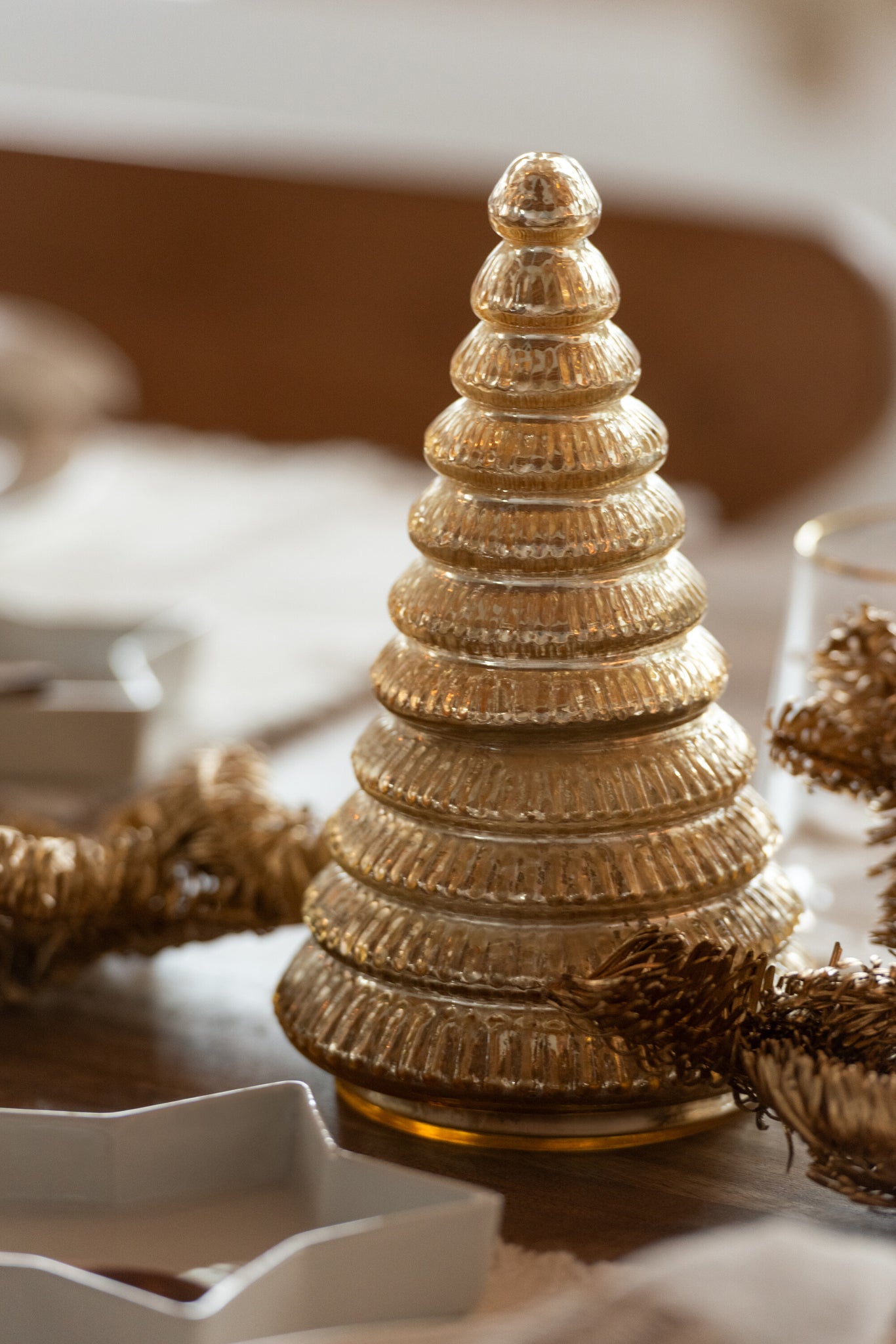 Geurkaars Boom Geribbeld Glas Goudkleurig Large j-Line