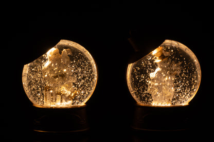 Hanger Waterbol Sneewman + Kerstman Plastiek Wit Set van 2 J-line