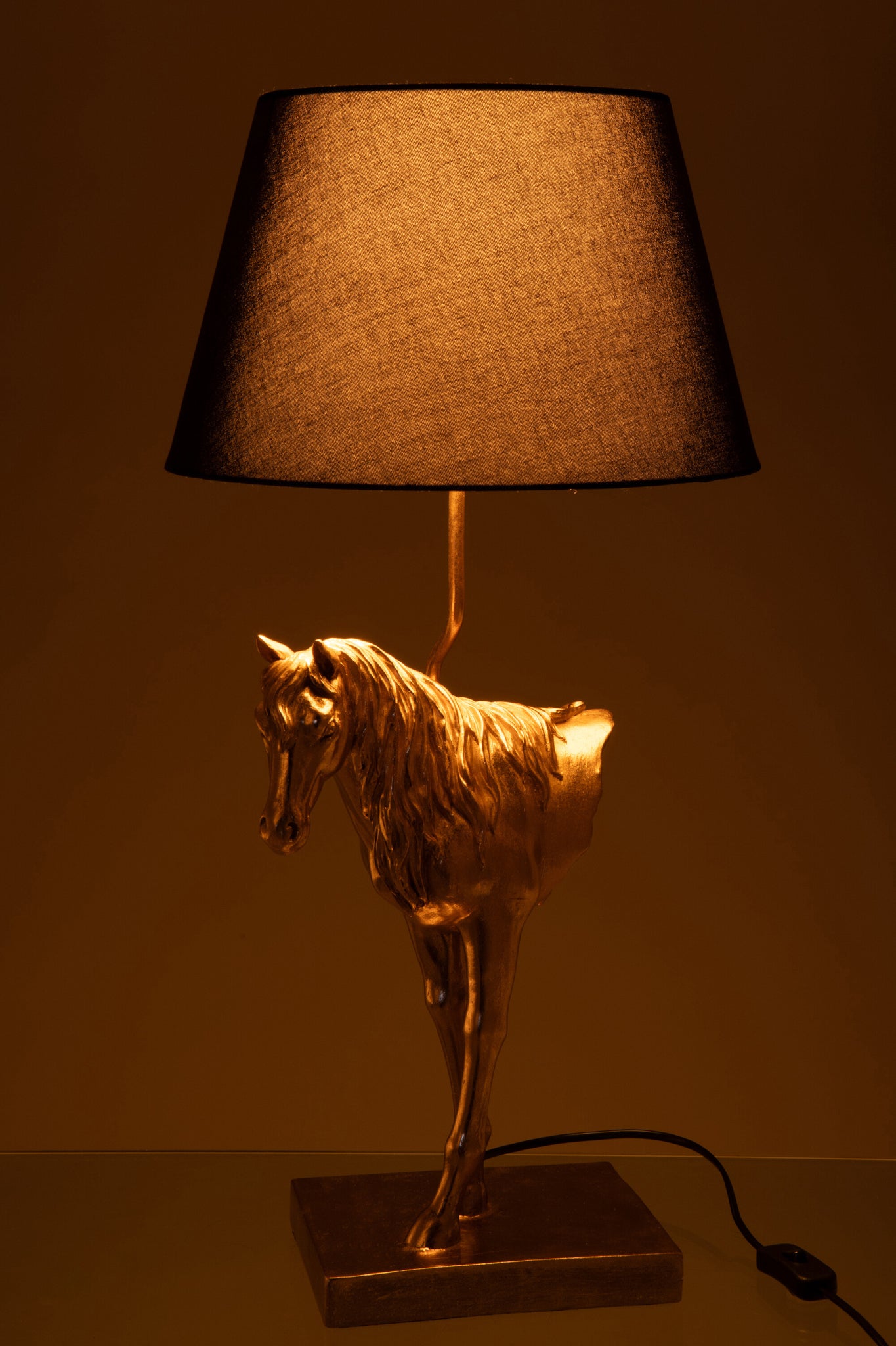 Tafellamp Paardenvoorkant Polyresin Goudkleurig/Zwart J-Line