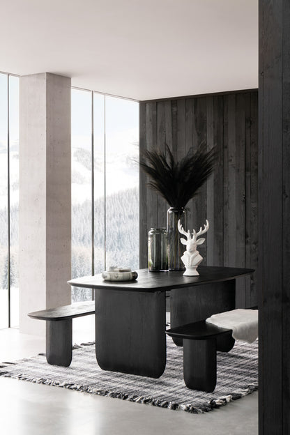 Eetkamertafel Acaciahout Zwart 190x100cm J-Line