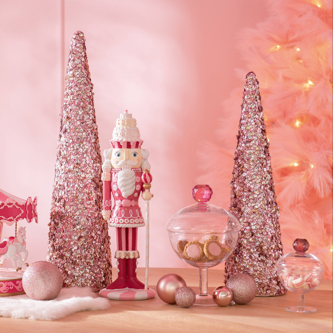 Kegel Pailletten Schuim Lichtroze Large H120cm J-Line