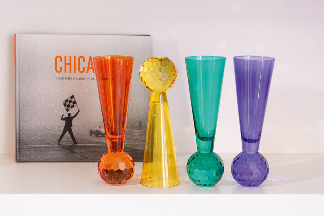 Champagne Glas Bal Glas Geel/Oranje Set van 3 J-Line