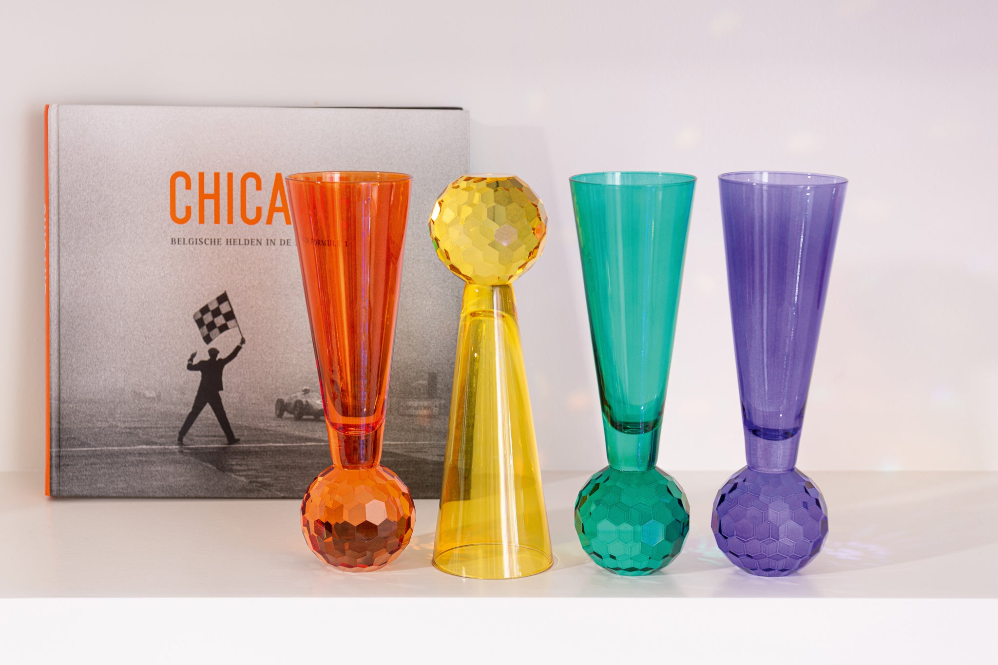 Champagne Glas Bal Glas Geel/Oranje Set van 3 J-Line