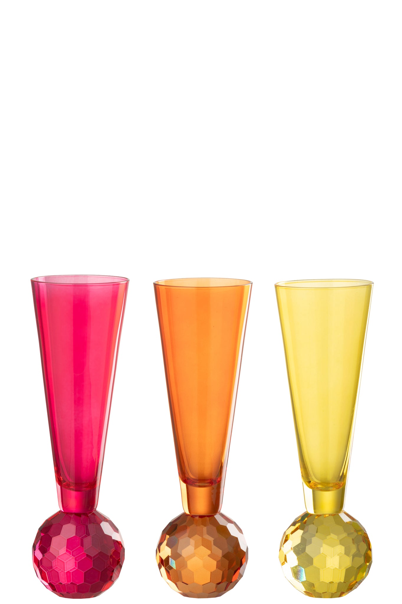 Champagne Glas Bal Glas Geel/Oranje Set van 3 J-Line