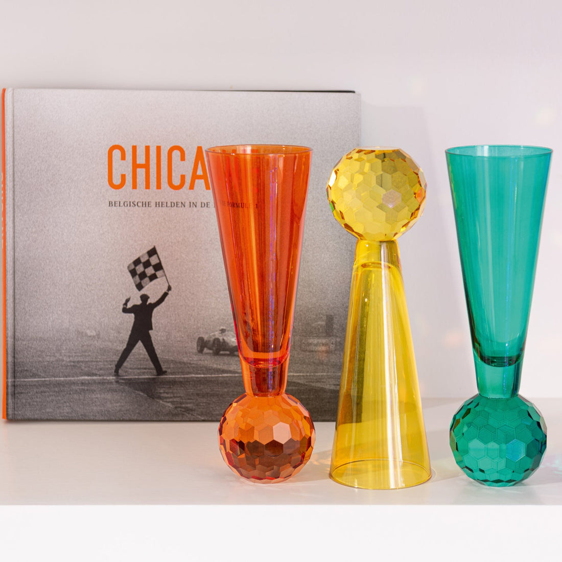Champagne Glas Bal Glas Geel/Oranje Set van 3 J-Line