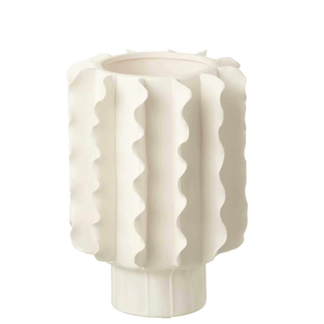 Vaas Helix Rond Keramiek Wit J-Line Set van 3