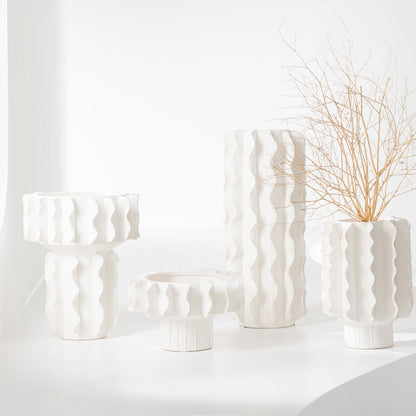 Vaas Helix Rond Keramiek Wit Large Ø25cmxH29cm J-line