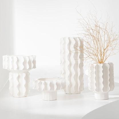Vaas Helix Cilinder Keramiek Wit Ø17cmxH44cm J-Line