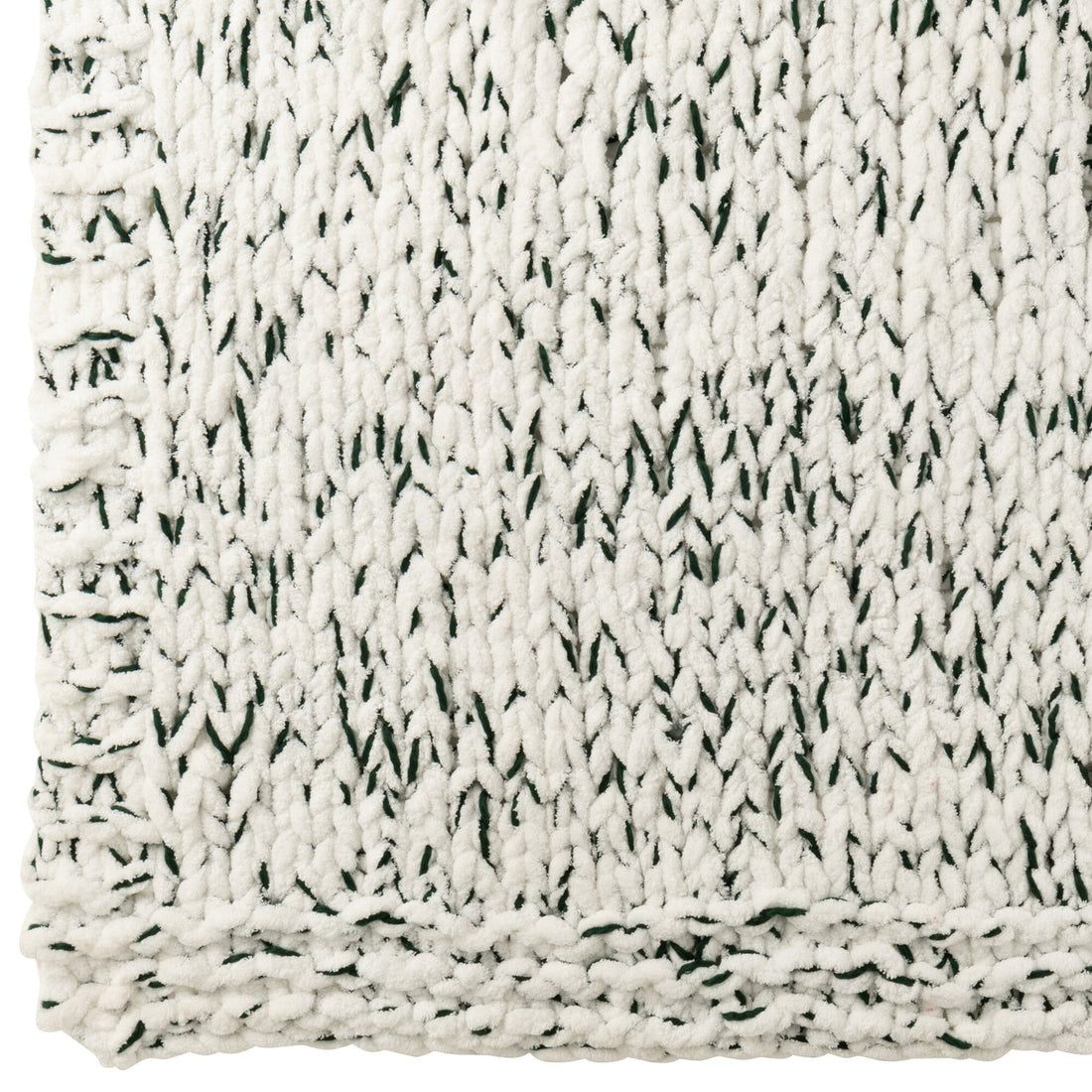 Deken Gebreeën Polyester Wit/Donkergroen J-Line