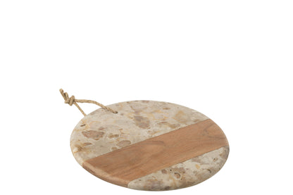 Kaasplank Rond Marmer Beige/Naturel J-Line