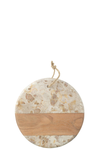 Kaasplank Rond Marmer Beige/Naturel J-Line