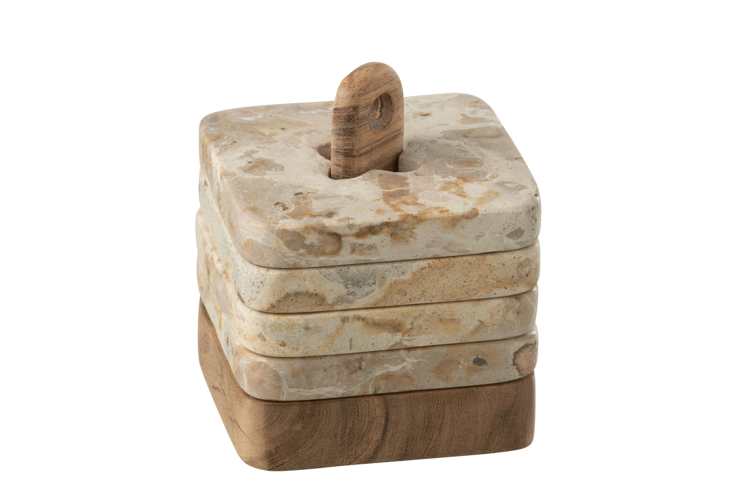 Doos Van 4 Onderzetter Marmer Naturel/Beige J-Line