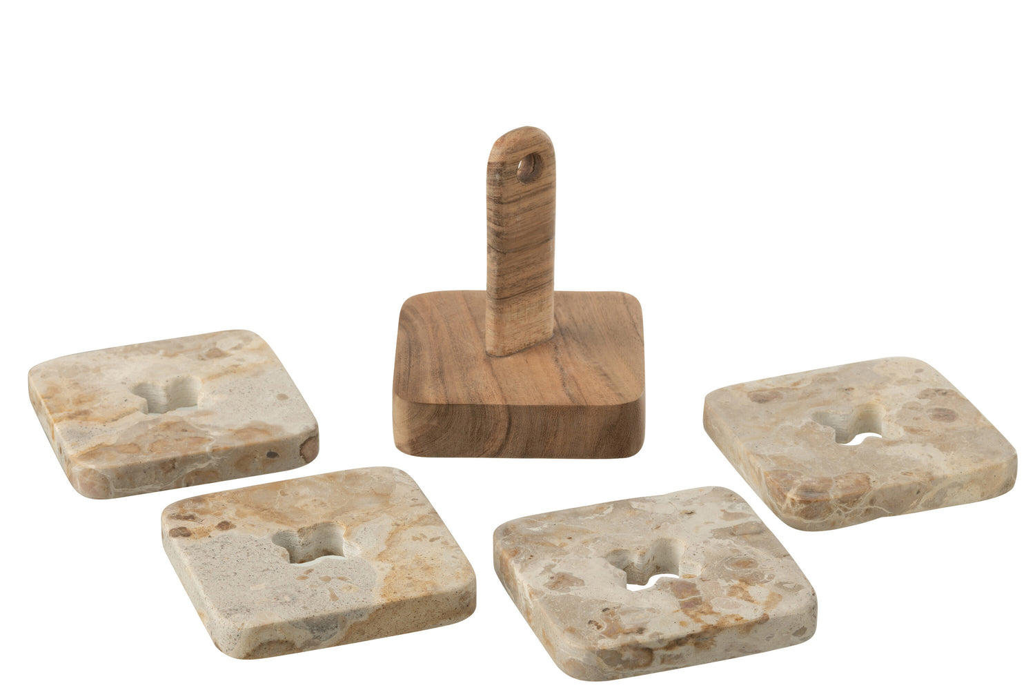 Doos Van 4 Onderzetter Marmer Naturel/Beige J-Line
