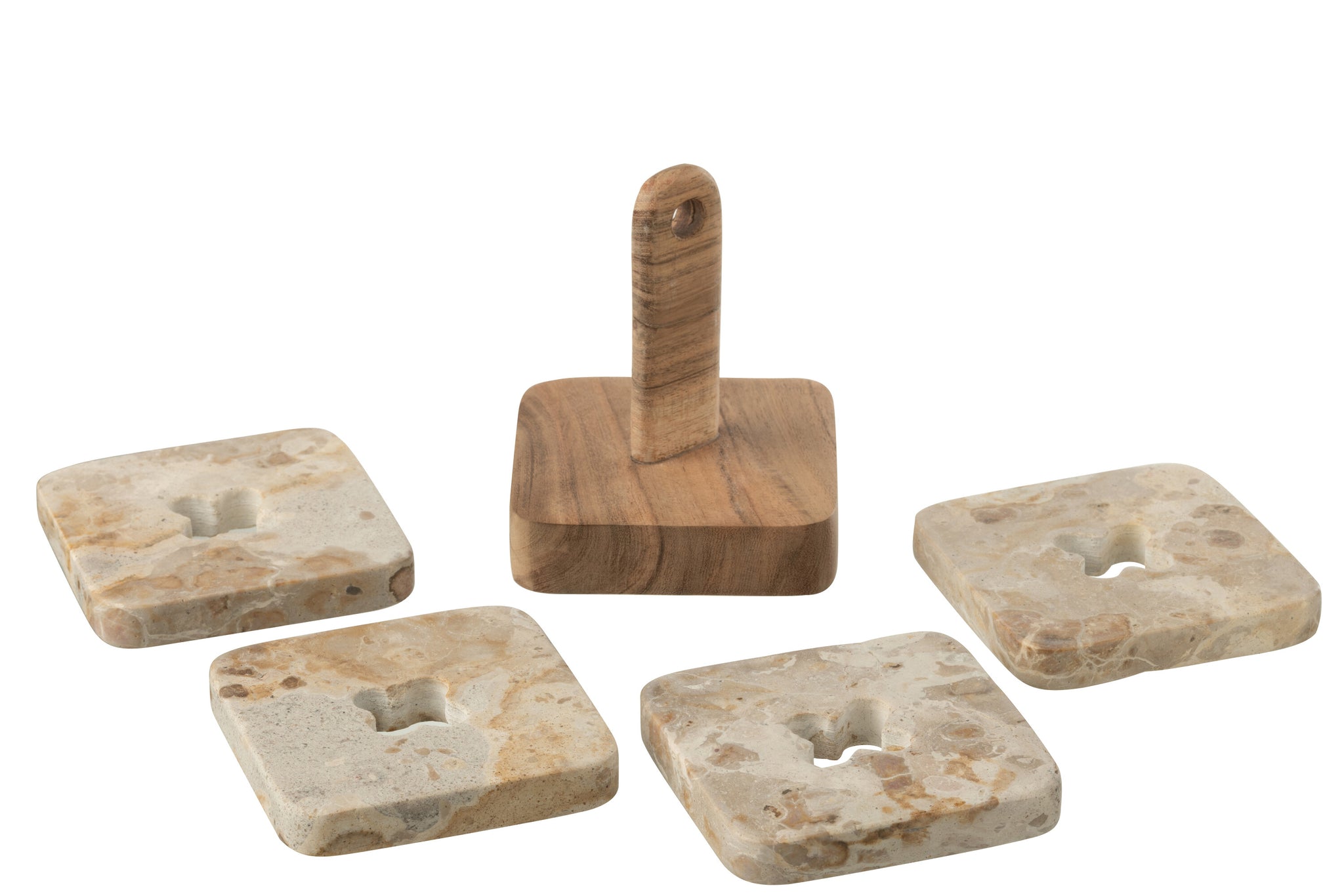 Doos Van 4 Onderzetter Marmer Naturel/Beige J-Line