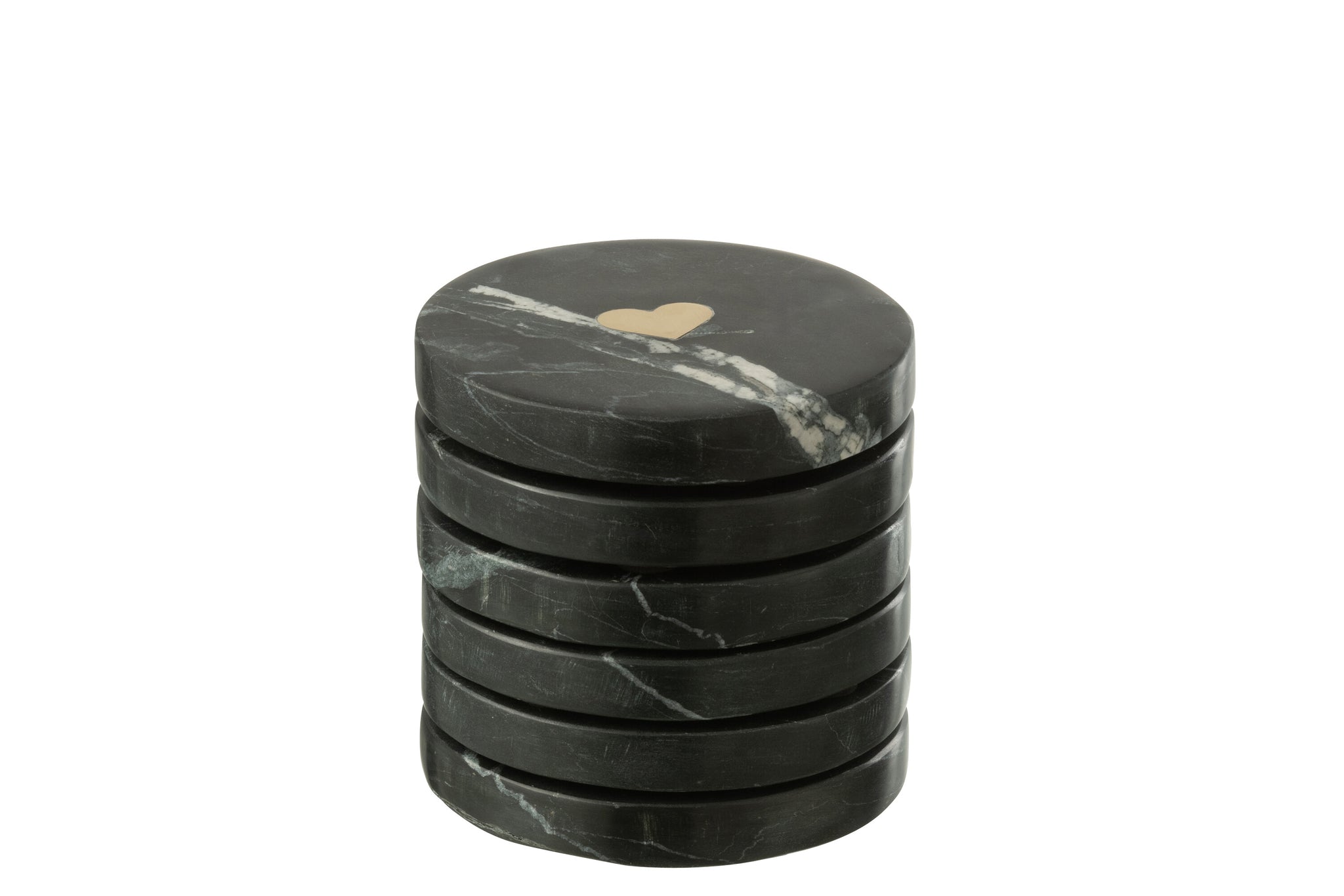 Onderzetter Hart Marmer Zwart/Goudkleurig Set van 6