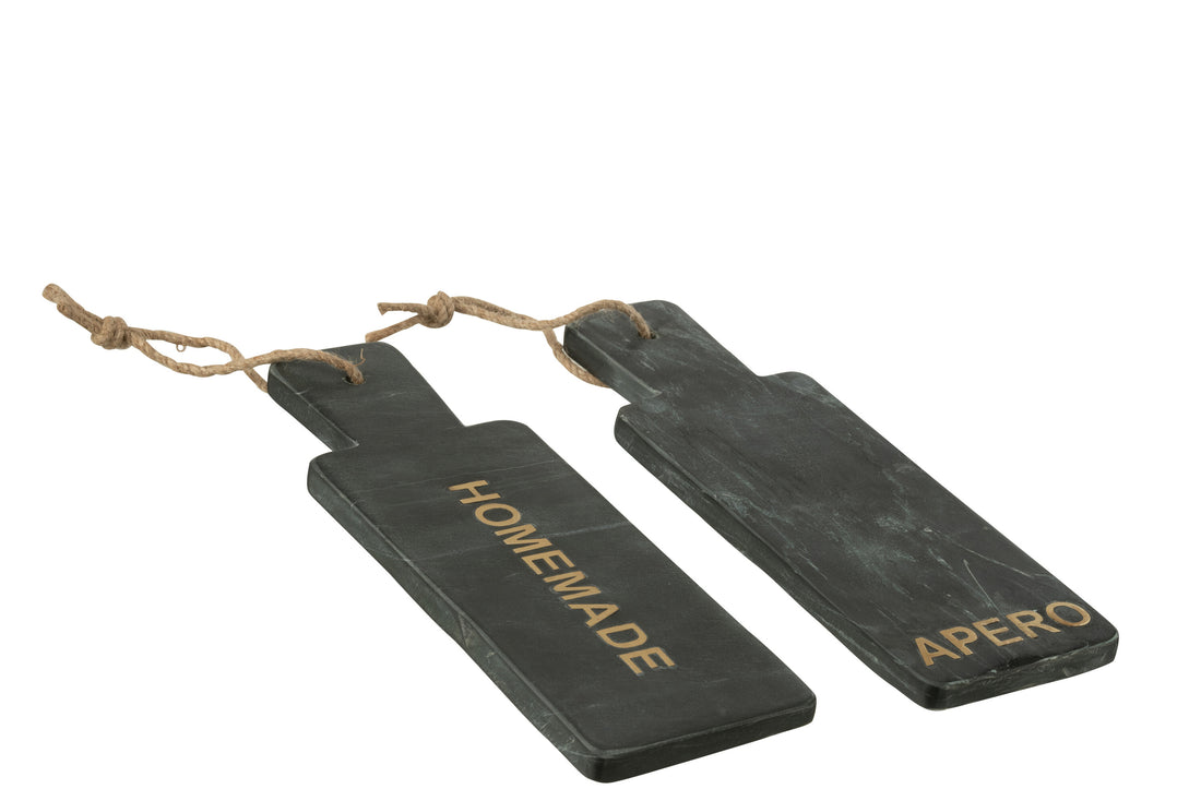 Kaasplank Rechthoek Marmer Zwart/Goudkleurig Small Assortiment Van 2 J-Line