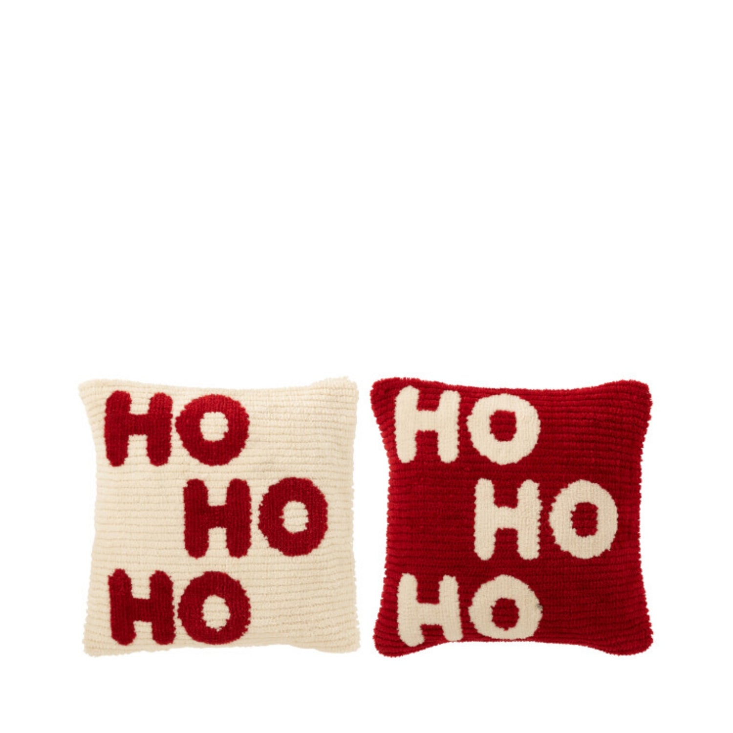 Kerstbundel Plaid &amp; Kerstkussens HoHoHo Rood/Wit J-Line