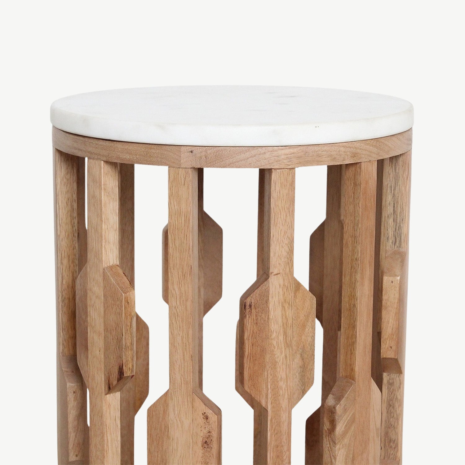 Atjeh bijzettafel marmer wit – 40x40x50 cm Raw Materials
