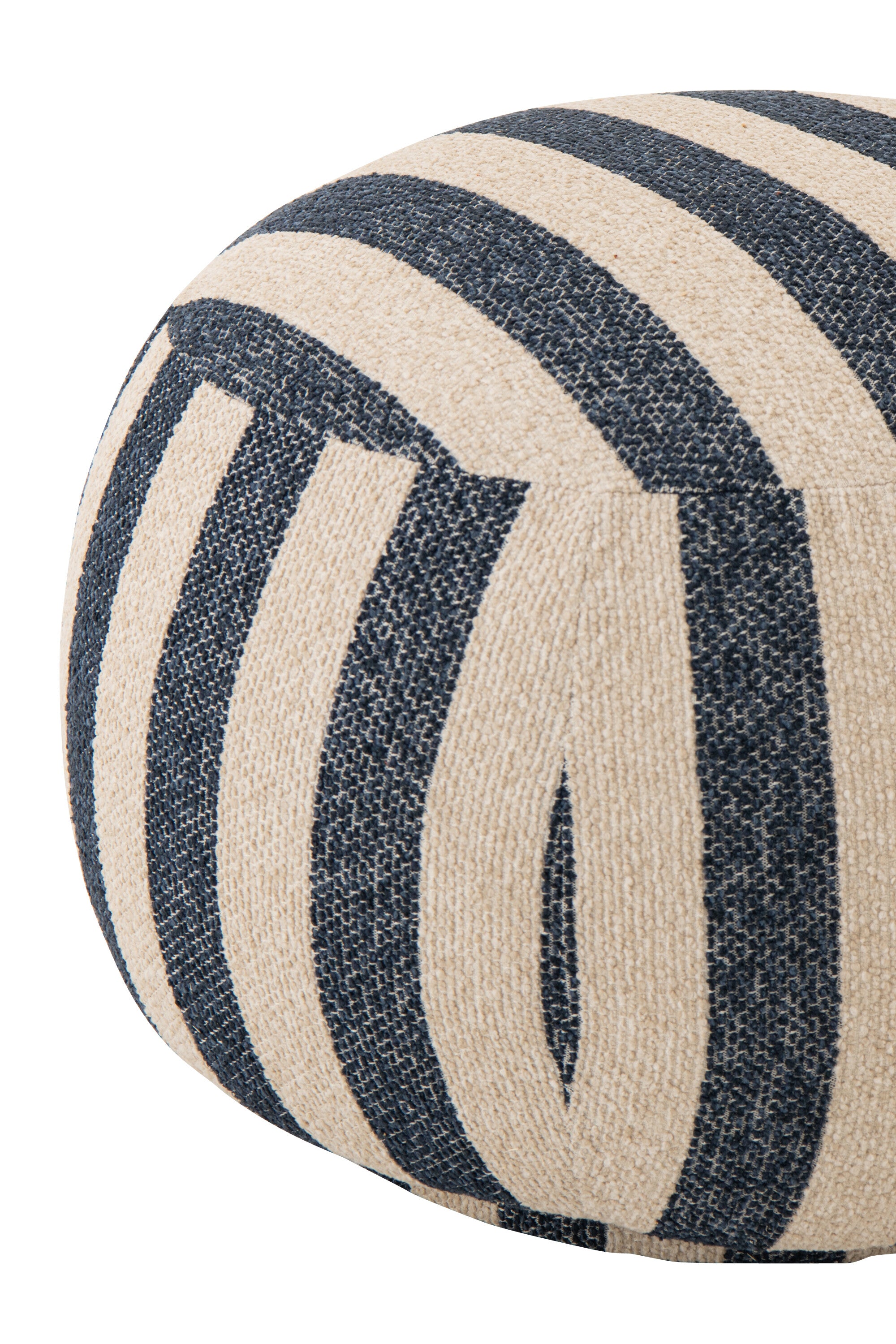 Loungestoel met Poef Gestreepte Stof Blauw/Gebroken Wit J-Line