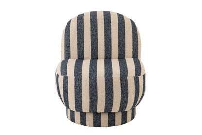 Loungestoel met Poef Gestreepte Stof Blauw/Gebroken Wit J-Line