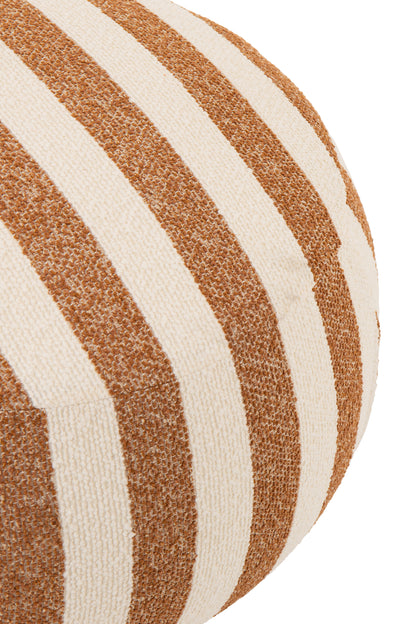 Loungestoel met Poef Gestreepte Stof Camel/Gebroken Wit J-Line