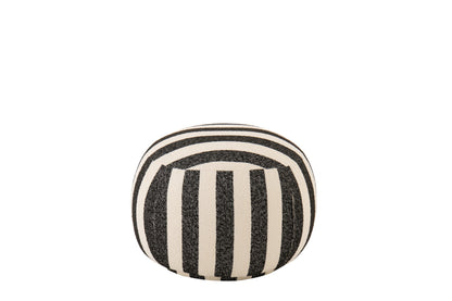 Loungestoel met Poef Gestreepte Stof Zwart/Gebroken Wit J-Line