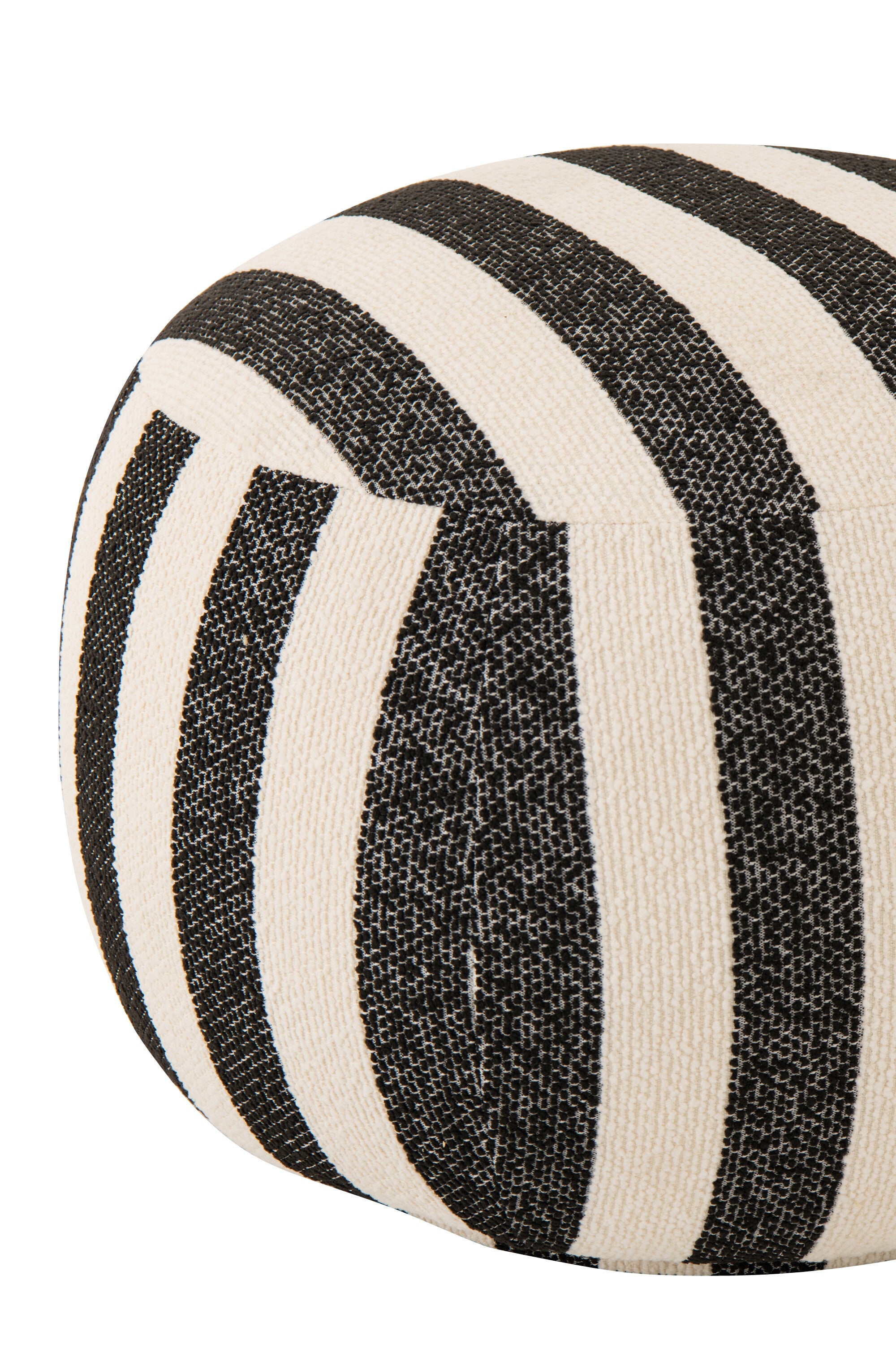 Loungestoel met Poef Gestreepte Stof Zwart/Gebroken Wit J-Line