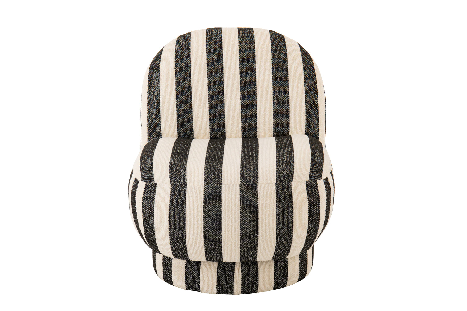 Loungestoel met Poef Gestreepte Stof Zwart/Gebroken Wit J-Line