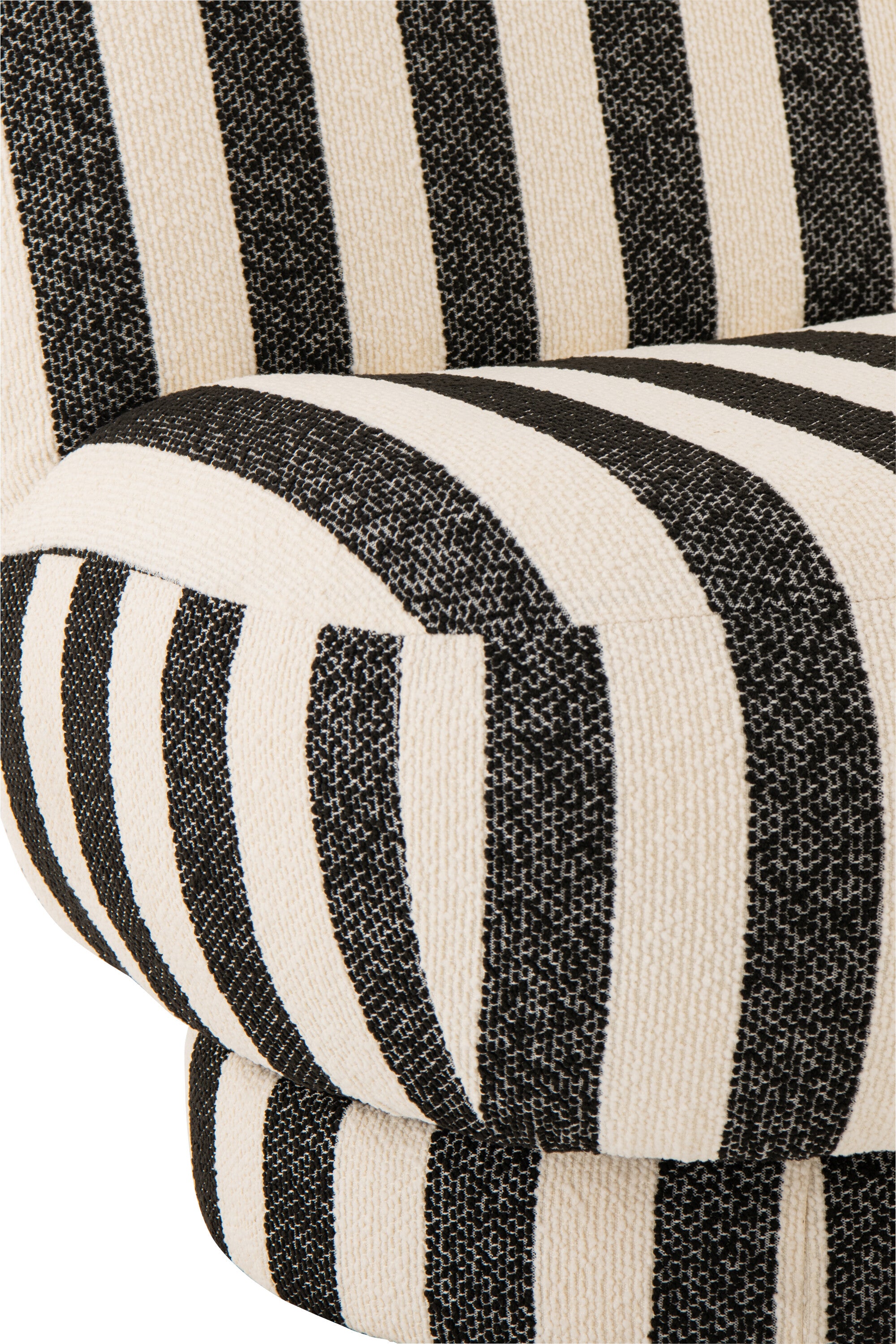 Loungestoel met Poef Gestreepte Stof Zwart/Gebroken Wit J-Line