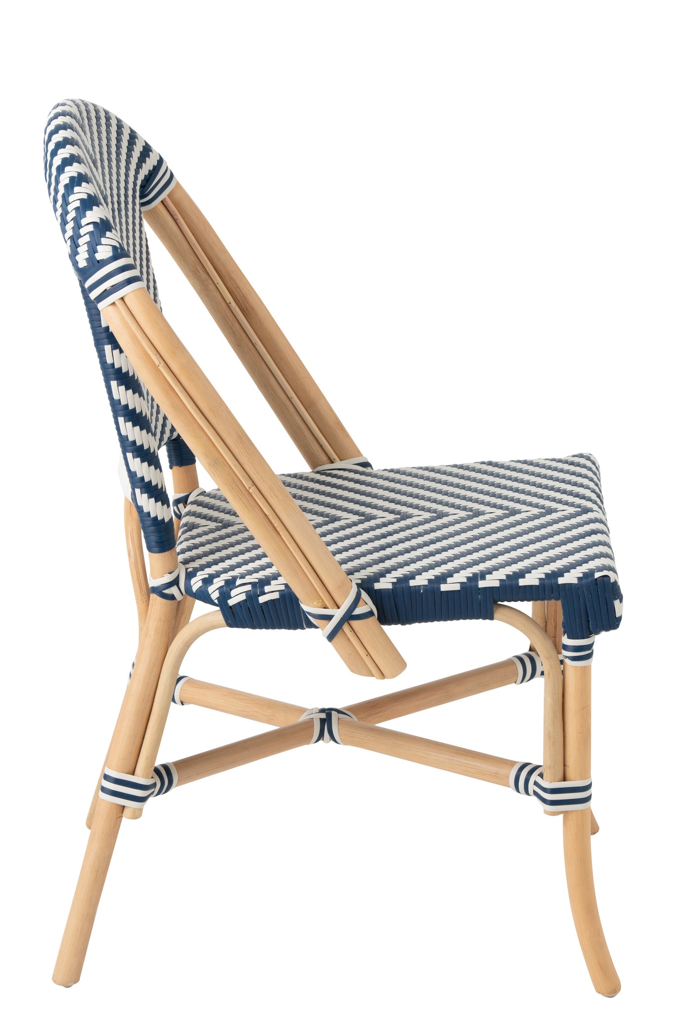 Outdoor Stoel Geo Rond Rotan Blauw/Wit J-Line