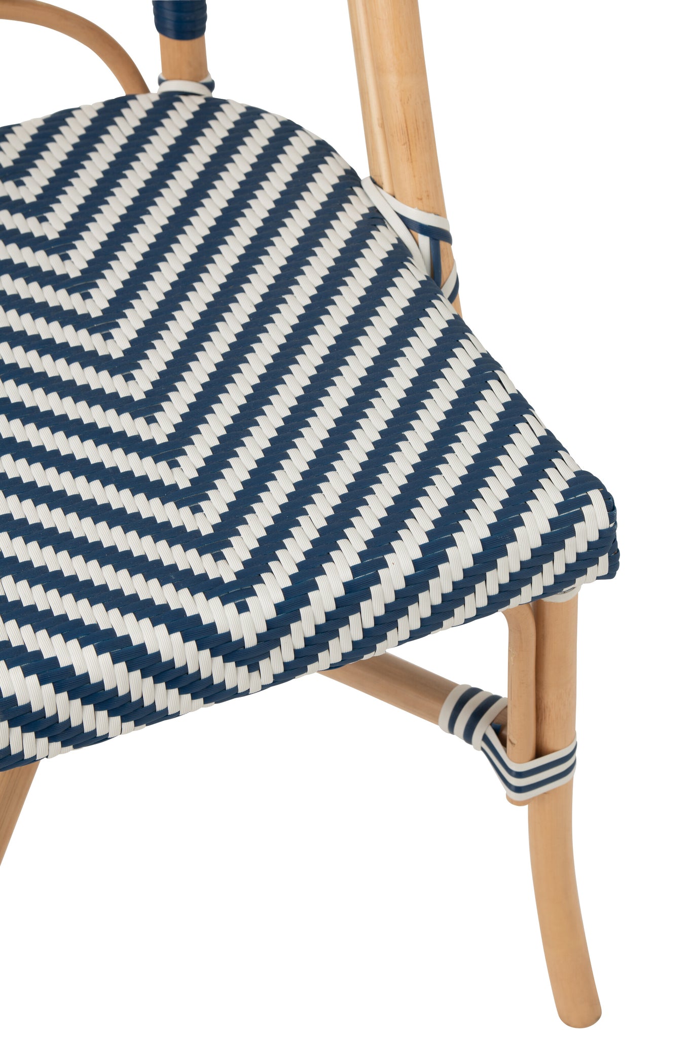 Outdoor Stoel Geo Rond Rotan Blauw/Wit J-Line