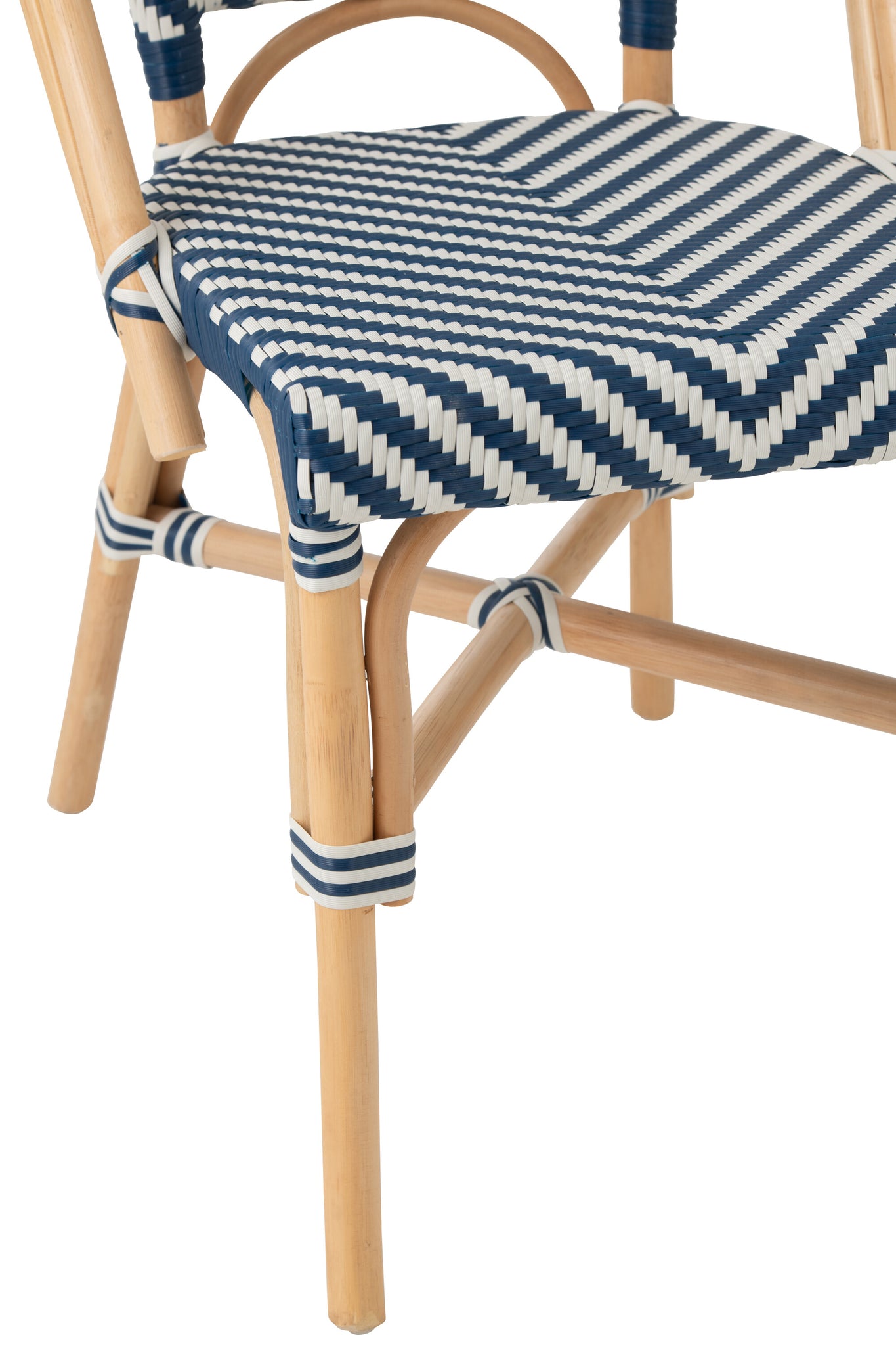 Outdoor Stoel Geo Rond Rotan Blauw/Wit J-Line