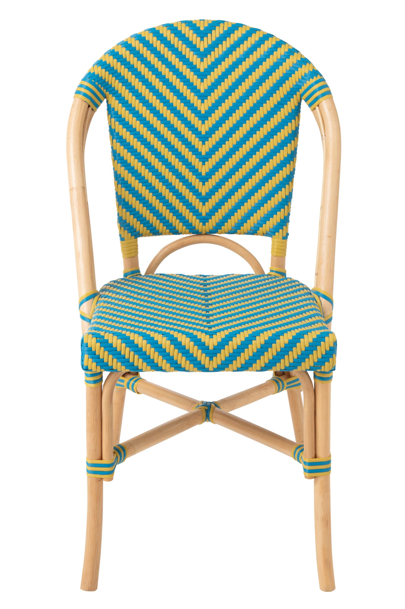 Outdoor Stoel Geo Rond Rotan Geel/Azuurblauw J-Line