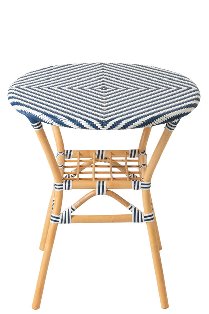 Outdoor Eettafel Geo Rond Rotan Blauw/Wit J-Line