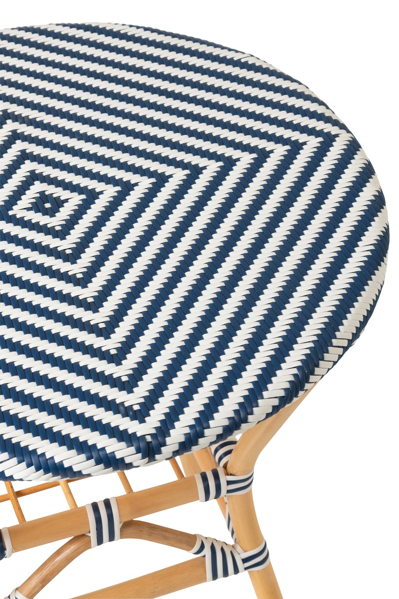 Outdoor Eettafel Geo Rond Rotan Blauw/Wit J-Line