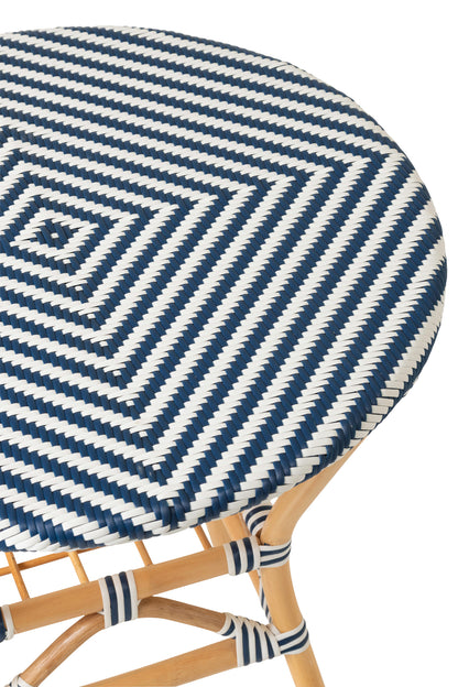Outdoor Eettafel Geo Rond Rotan Blauw/Wit J-Line