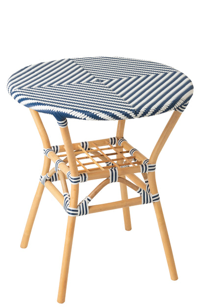 Outdoor Eettafel Geo Rond Rotan Blauw/Wit J-Line