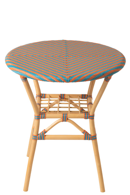 Outdoor Eettafel Geo Rond Rotan Oranje/Turquoise J-Line