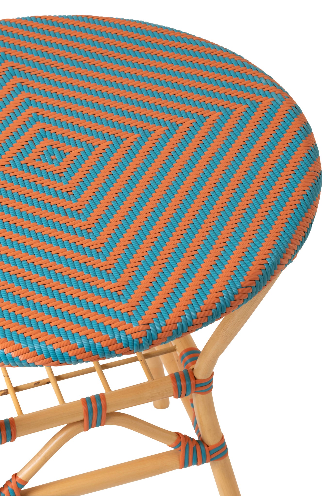Outdoor Eettafel Geo Rond Rotan Oranje/Turquoise J-Line
