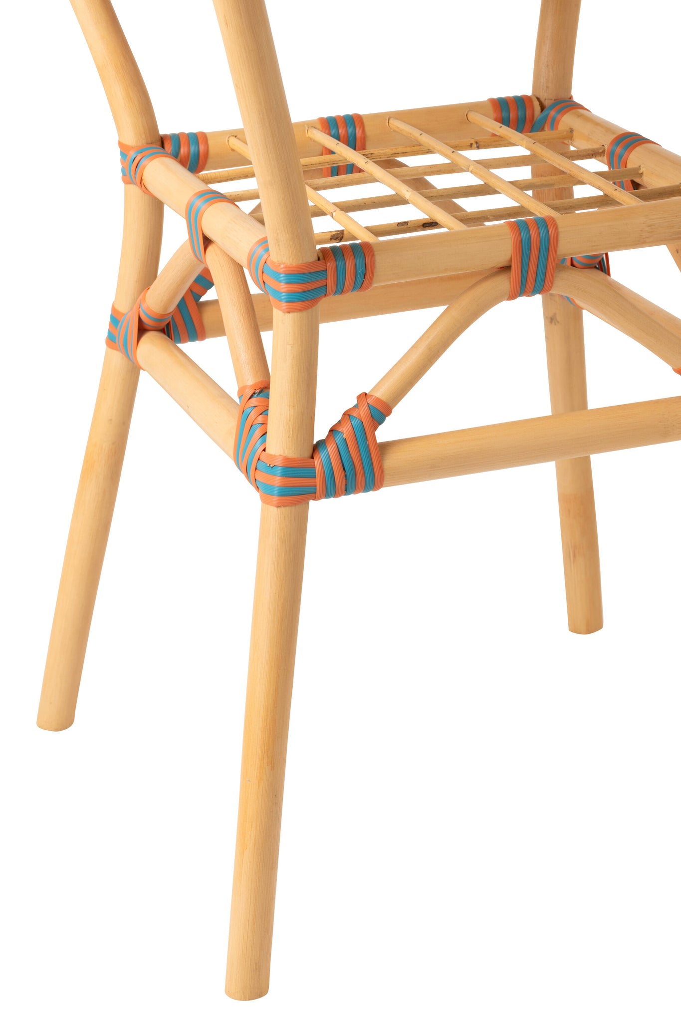 Outdoor Eettafel Geo Rond Rotan Oranje/Turquoise J-Line