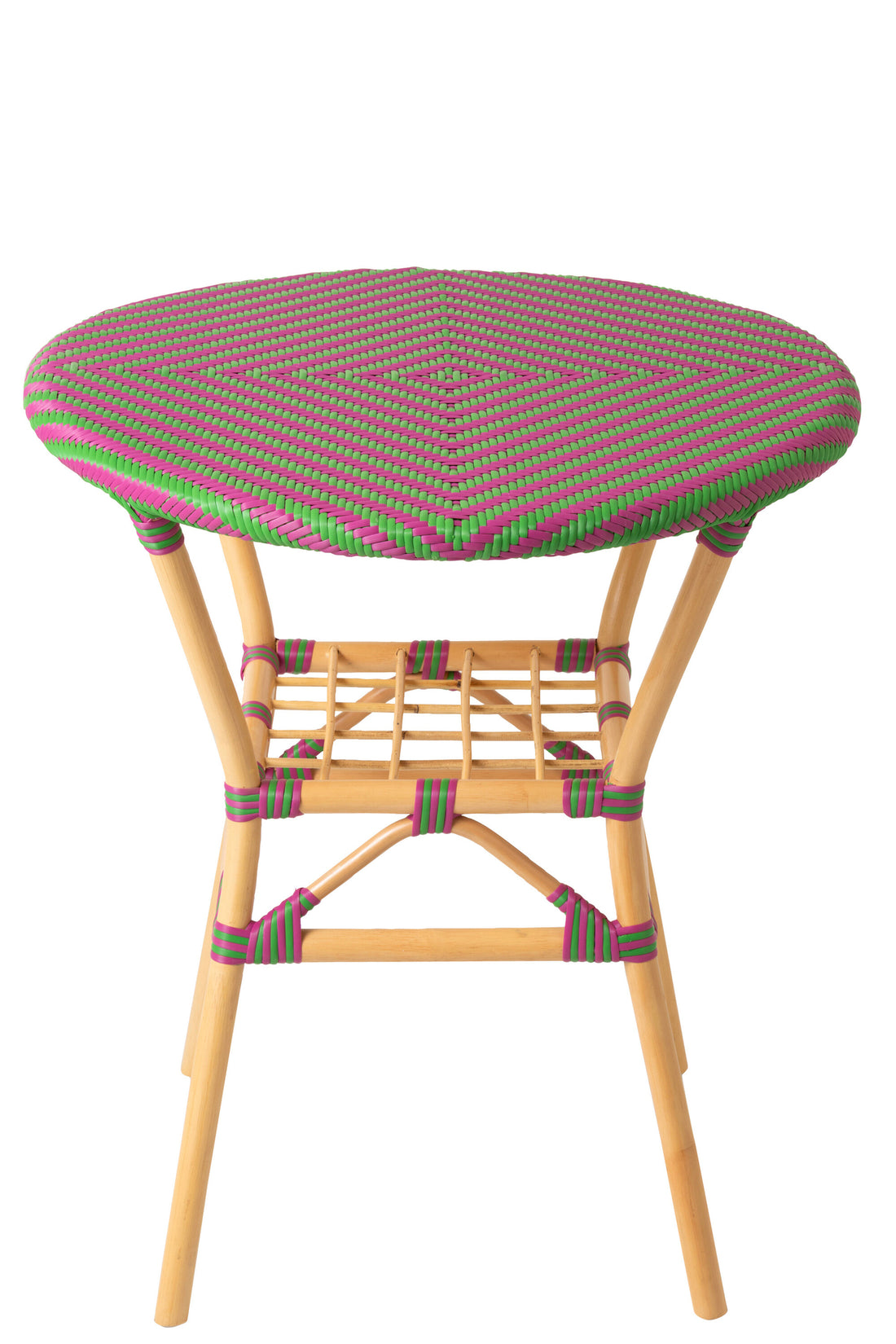 Outdoor Eettafel Geo Rond Rotan Roze/Groen J-Line