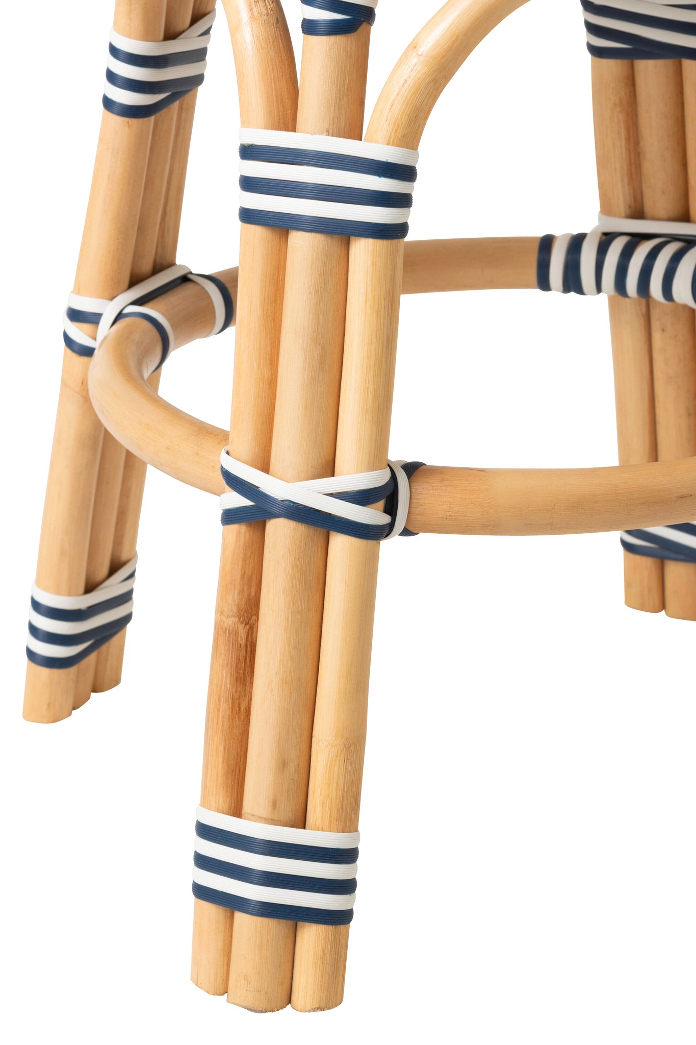 Outdoor Kruk Geo Rond Rotan Blauw/Wit J-Line