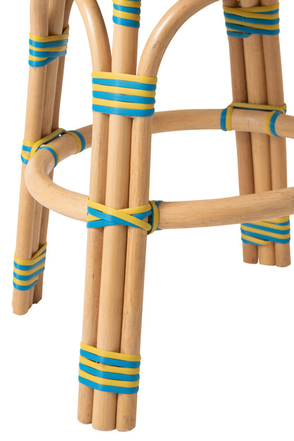 Outdoor Kruk Geo Rond Rotan Geel/Azuurblauw J-Line