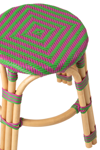 Outdoor Kruk Geo Rond Rotan Roze/Groen J-Line