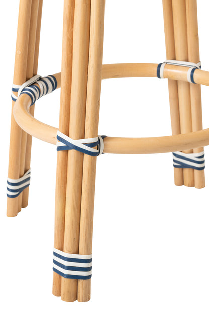 Outdoor Barkruk Geo Rond Rotan Blauw/Wit J-Line