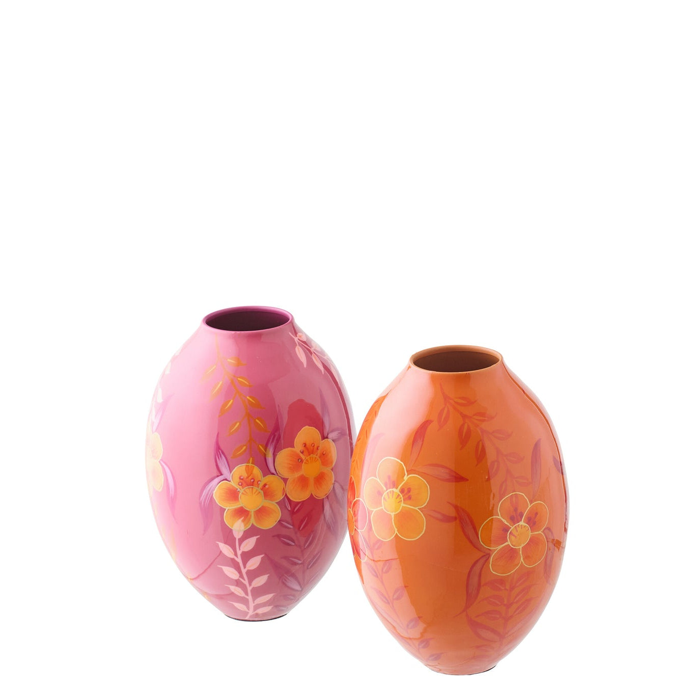 Vaas Bloemen Metaal Roze/Oranje Small Assortiment Van 2 J-Line