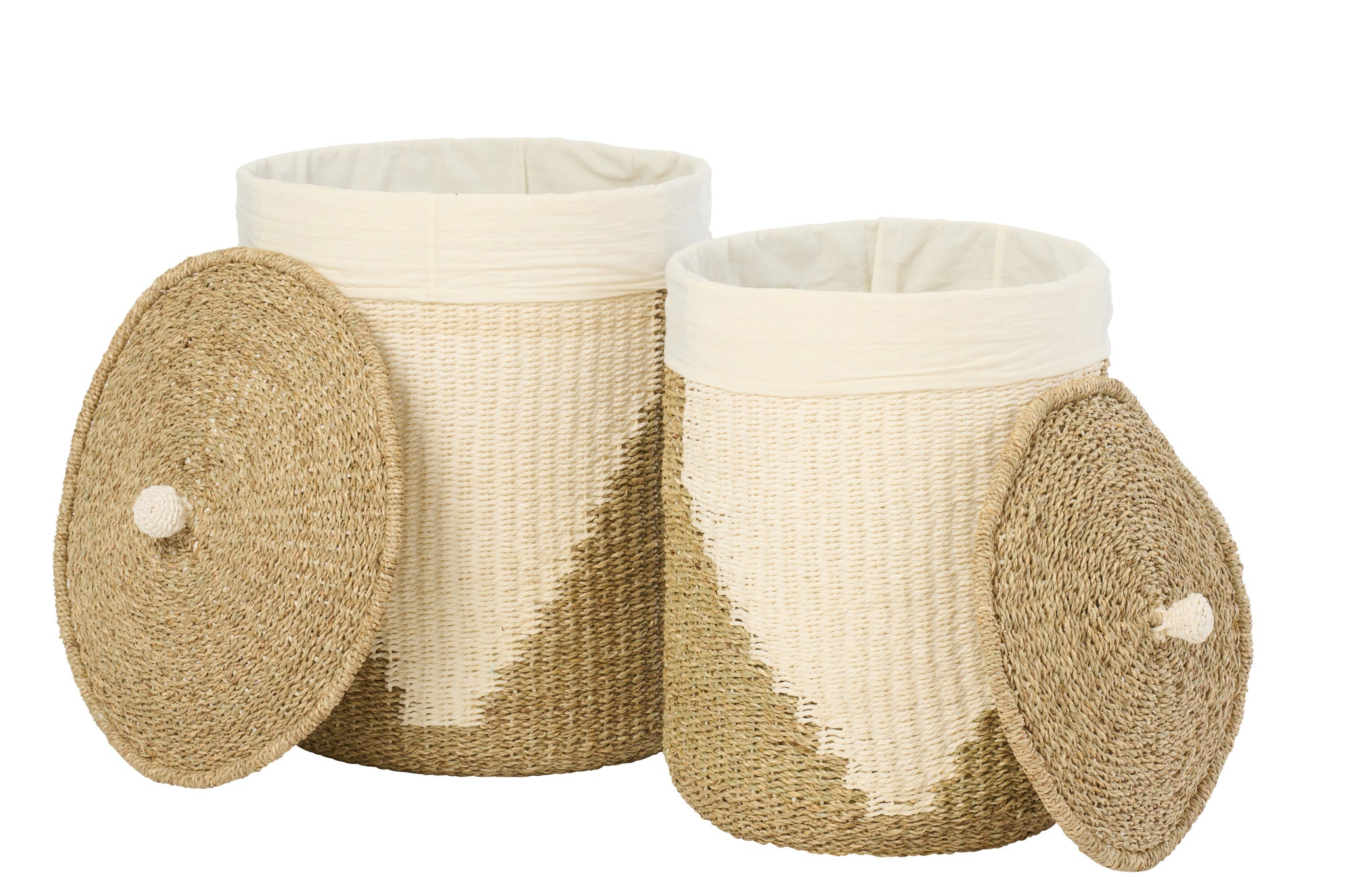 Set Van 2 Mand + Deksel Papier Wit/Naturel J-Line