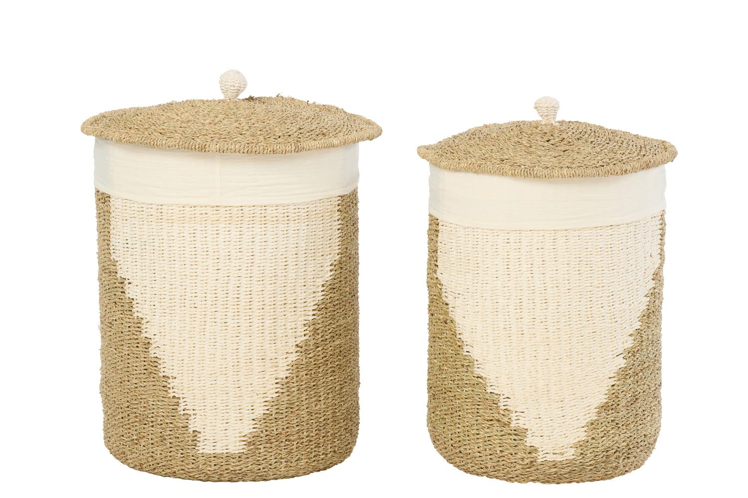 Set Van 2 Mand + Deksel Papier Wit/Naturel J-Line