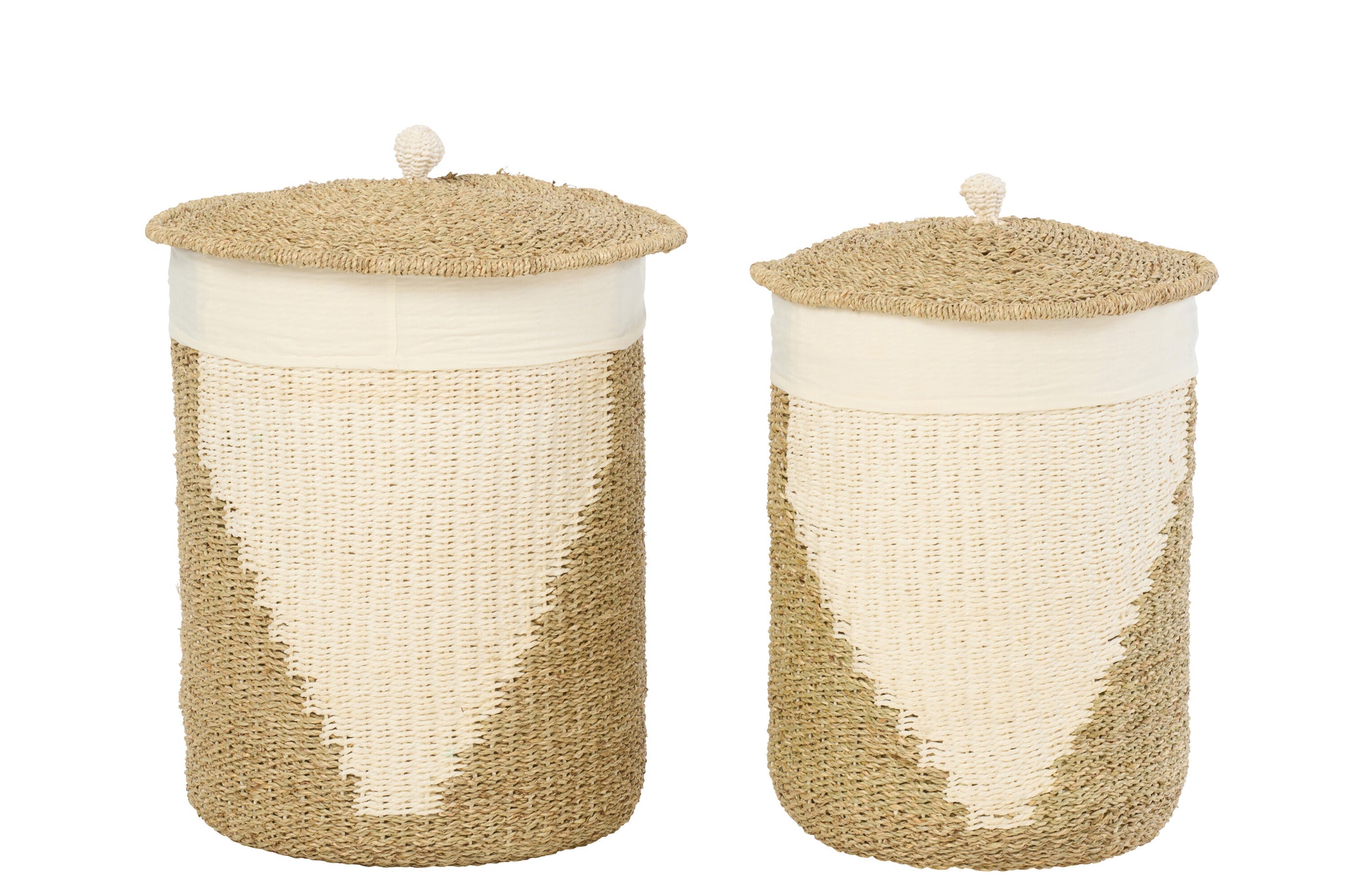 Set Van 2 Mand + Deksel Papier Wit/Naturel J-Line
